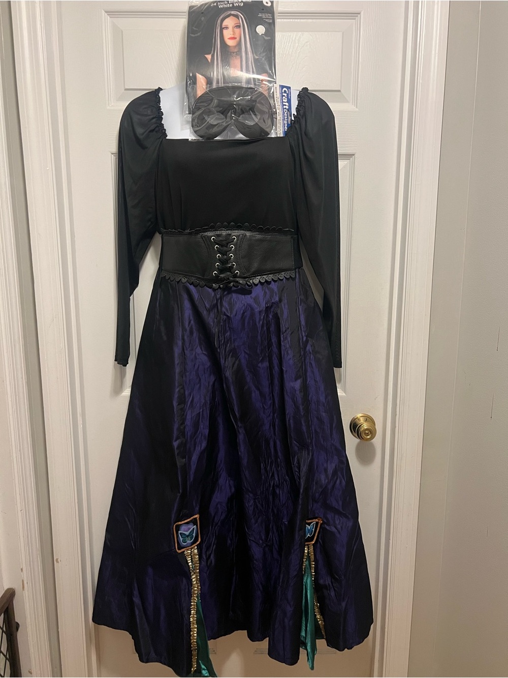 Black & Deep Purple Gothic Butterfly “Princess” Dress with Corset Waist Belt
